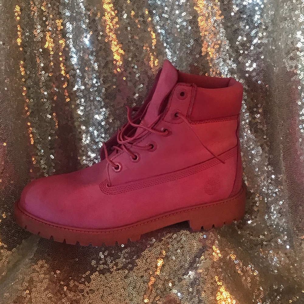 Pink Timberland Construction boots